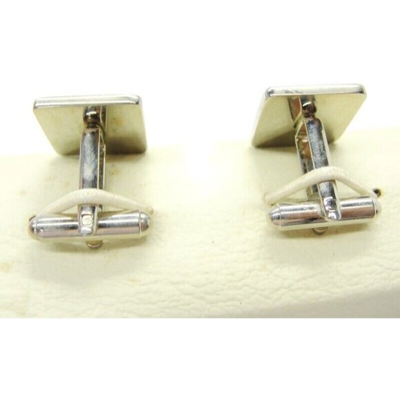 Chaps Vintage Square Cufflinks Black & Silver Tone Tux Wedding Formal IOB - Picture 7 of 12